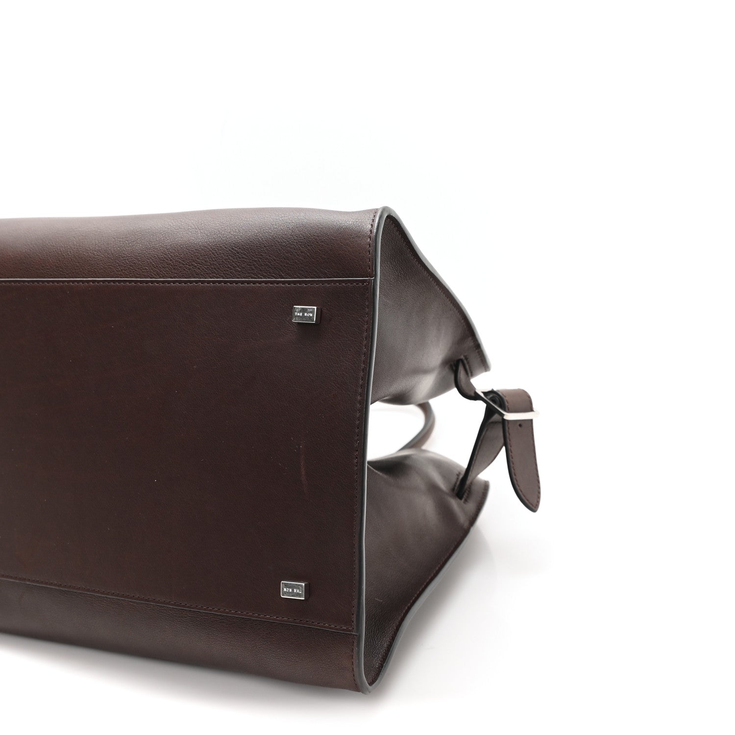 The Row Polished Saddle Calfskin Soft Margaux 15 Chestnut 9 of 10