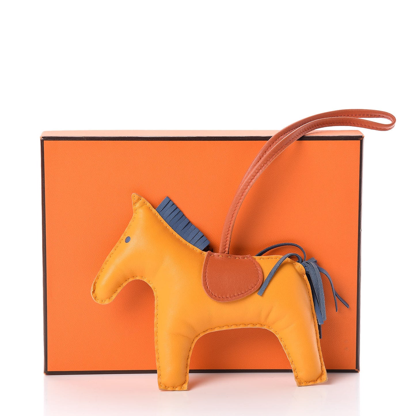Milo Lambskin Grigri Rodeo Horse Bag Charm GM Jaune D'Or Bleu Agate Cornaline