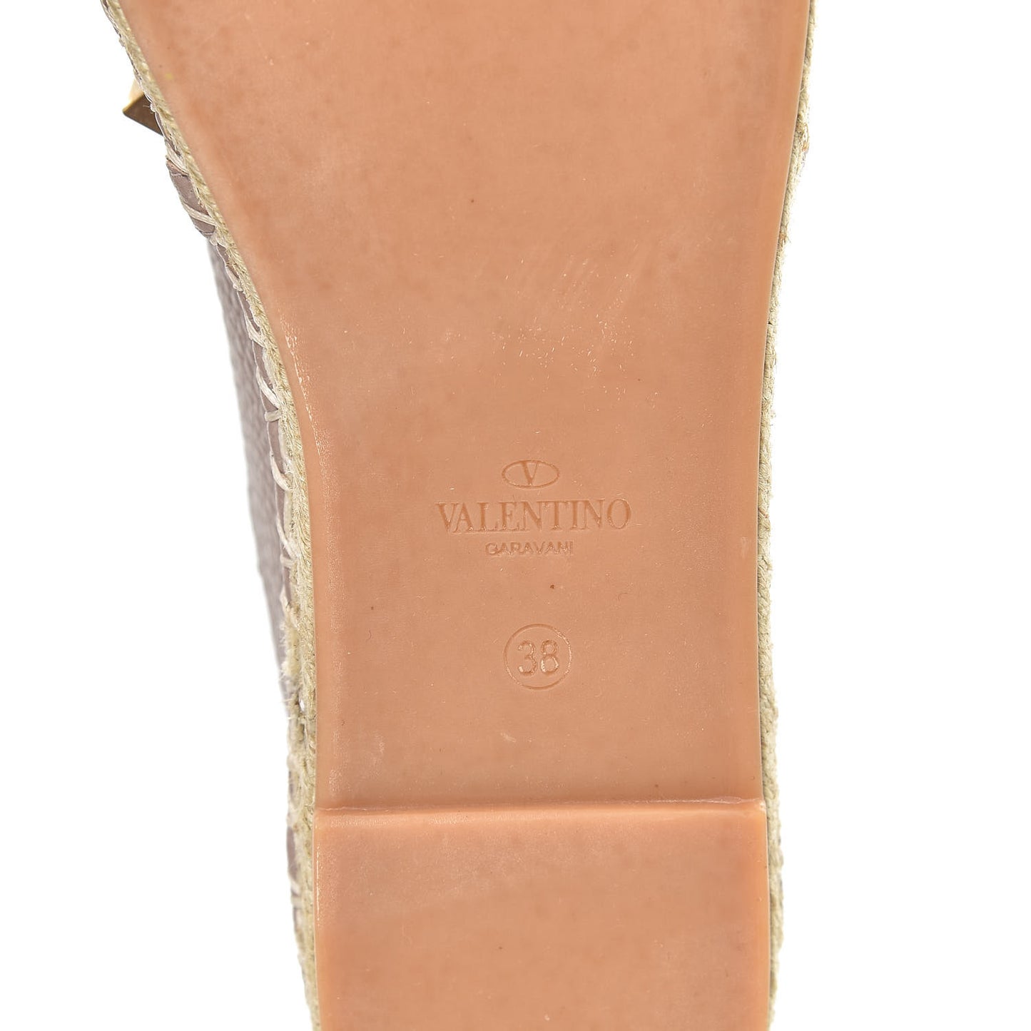 Pebbled Calfskin Rockstud Espadrilles 38 Poudre