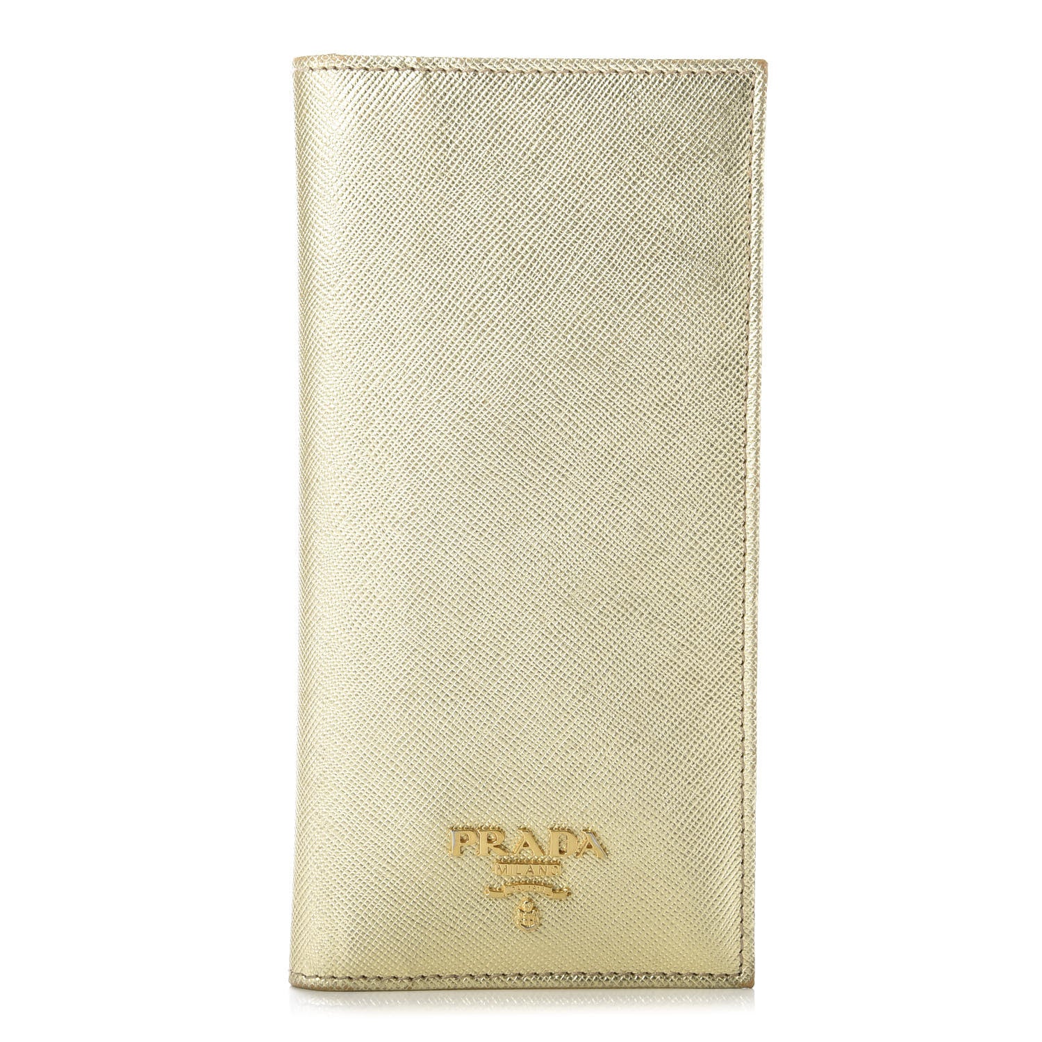 Prada Metallic Saffiano Metal Checkbook Cover Platino 2 of 7