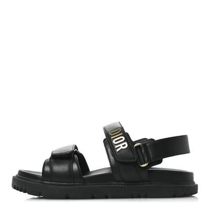 Christian Dior Lambskin Dioract 10mm Sandals 37.5 Black 1 of 10
