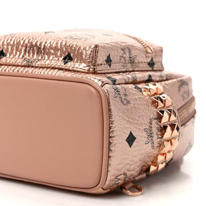 MCM Metallic Visetos Studded X-Mini Bebe Boo Backpack Champagne Gold 8 of 8