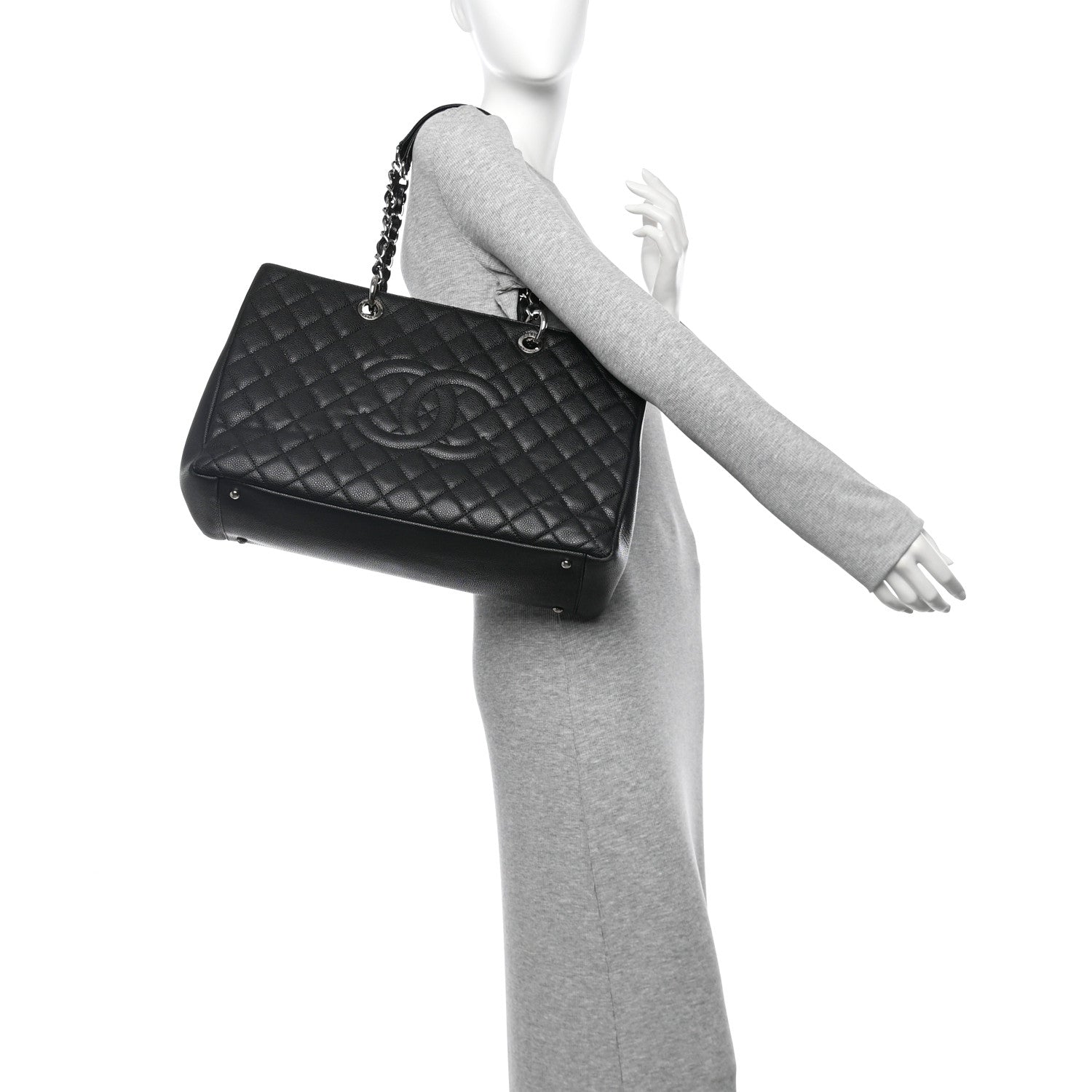Chanel Caviar Quilted XL Grand Shopping Tote GST Black 2 of 12