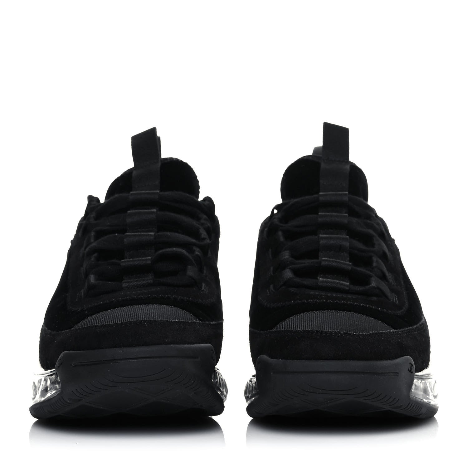 Chanel Suede Calfskin Velvet Grosgrain CC Sneakers 39 Black 2 of 8