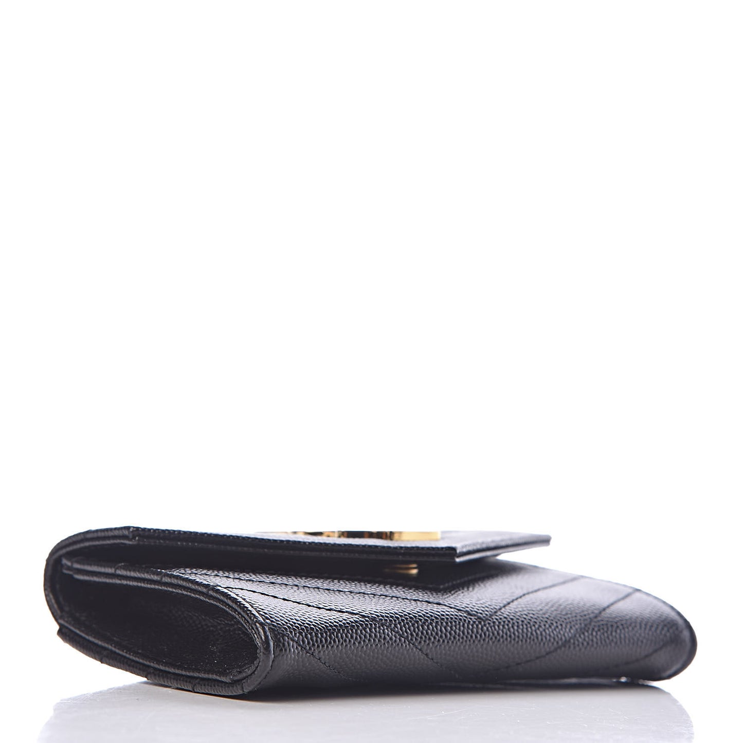 Grain De Poudre Matelasse Chevron Small Monogram Envelope Wallet Black