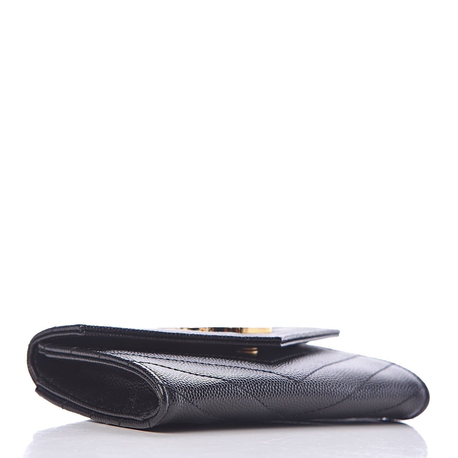 Saint Laurent Grain De Poudre Matelasse Chevron Small Monogram Envelope Wallet Black 4 of 7