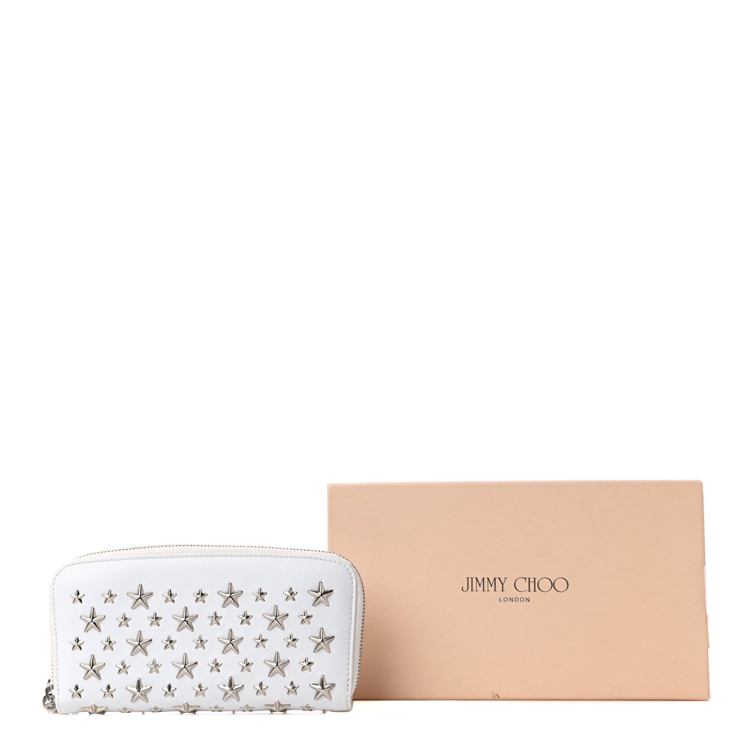 Jimmy Choo Calfskin Filipa Star Zip Around Wallet White 19 of 19