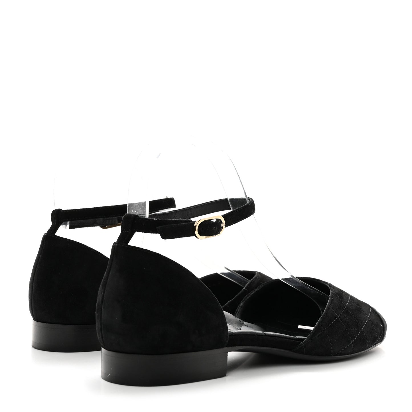 Suede Grosgrain Cap Toe CC Mary Jane Flats 37 Black