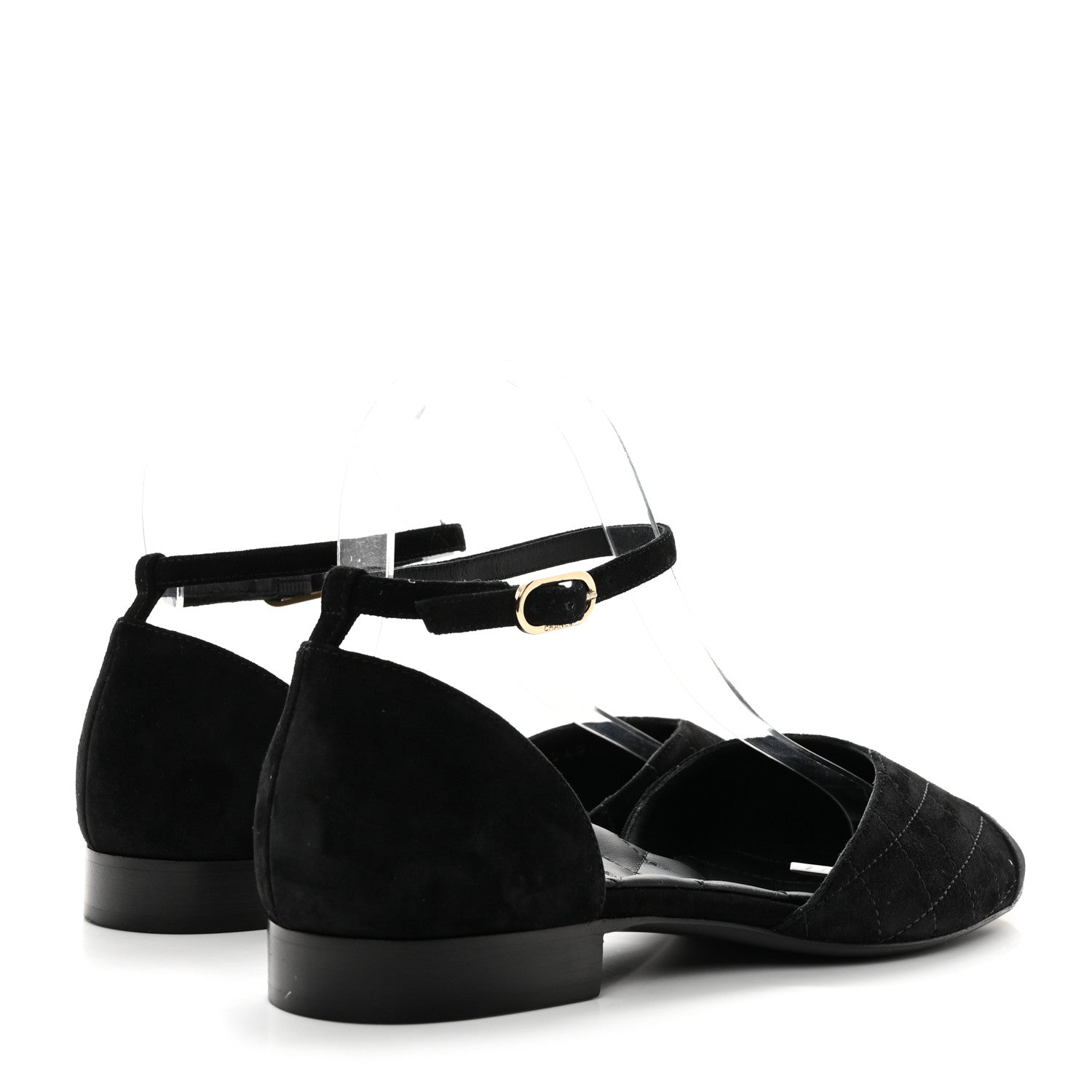 Chanel Suede Grosgrain Cap Toe CC Mary Jane Flats 37 Black 4 of 9
