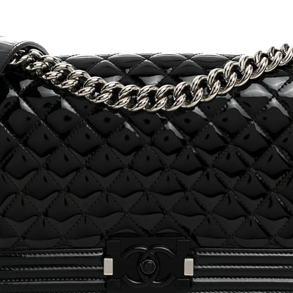 Chanel Distressed Patent Quilted Medium Boy Flap Black 8 of 10