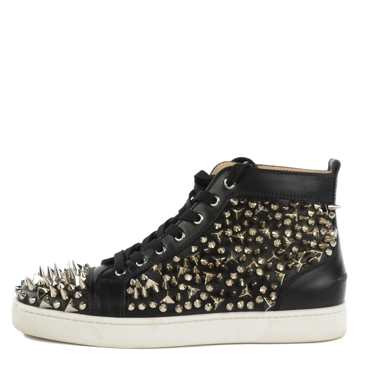 Calfskin Louis Pik Pik Spikes Flat Mens Sneakers 41.5 Black