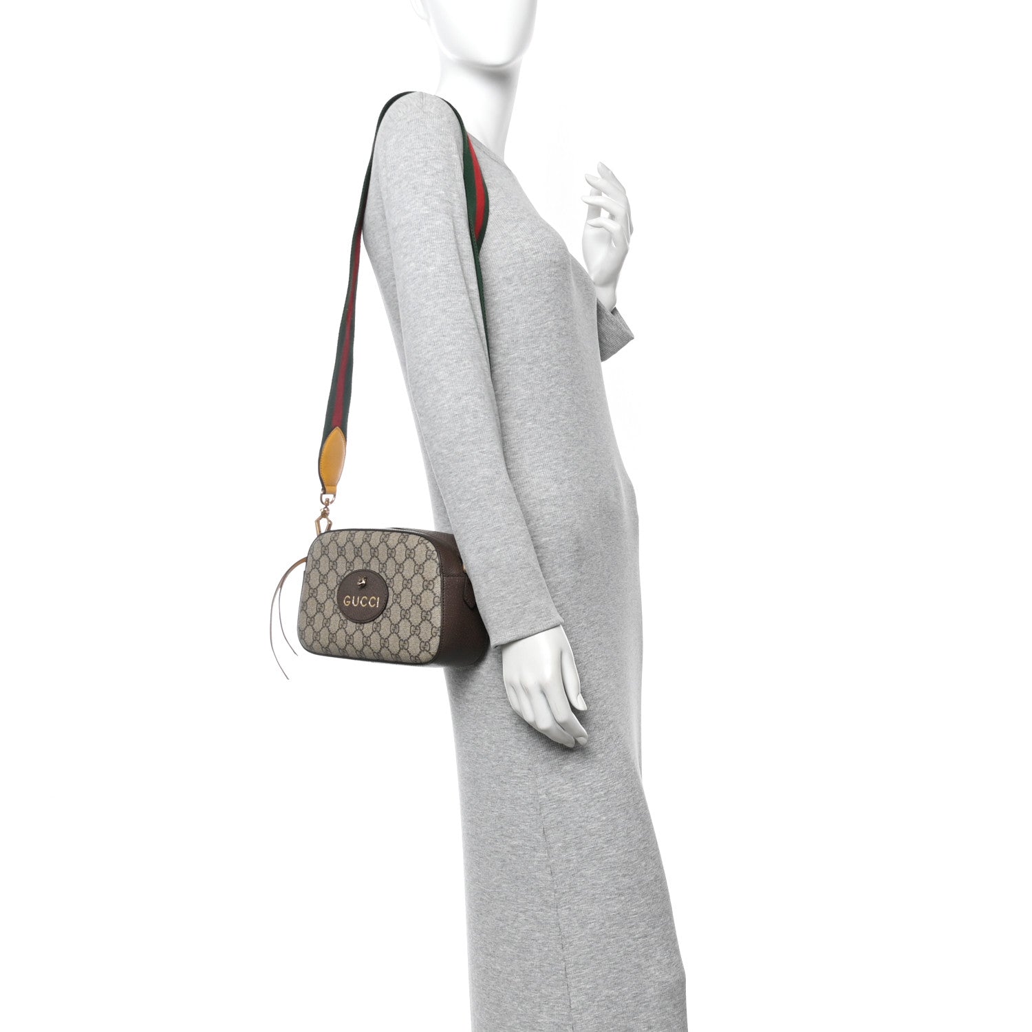 Gucci GG Supreme Monogram Web Neo Vintage Shoulder Bag Beige New Acero Crop 2 of 10