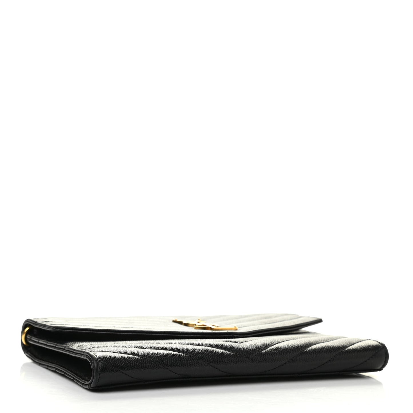 Grain De Poudre Matelasse Chevron Monogram Envelope Clutch Black