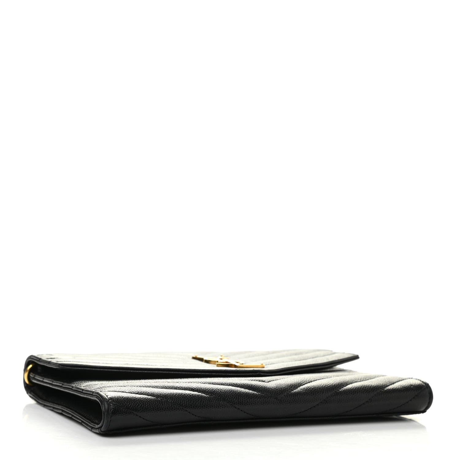 Saint Laurent Grain De Poudre Matelasse Chevron Monogram Envelope Clutch Black 4 of 8
