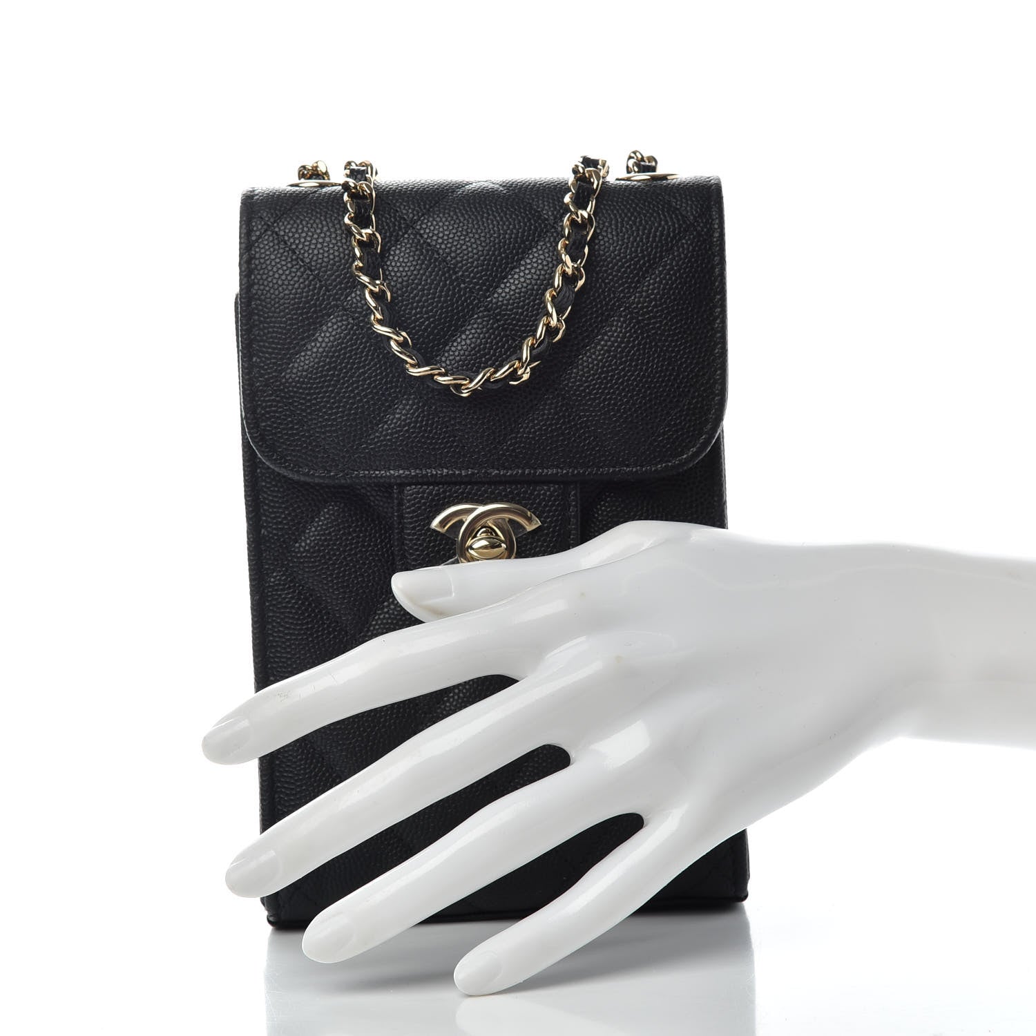 Chanel Caviar Quilted Classic Phone Holder Black 2 of 9
