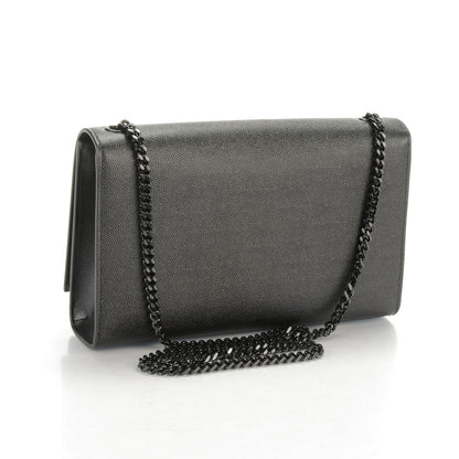 Saint Laurent Grain De Poudre Medium Star Monogram Kate Satchel Black 3 of 6