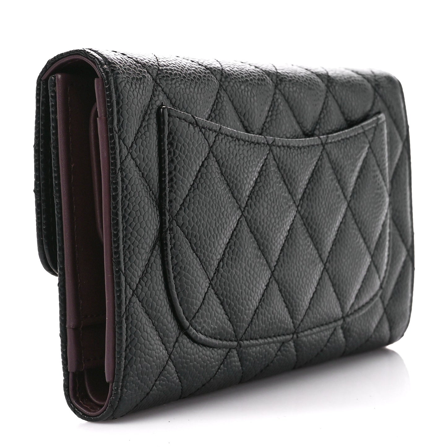 Caviar Quilted Large Flap Wallet Black