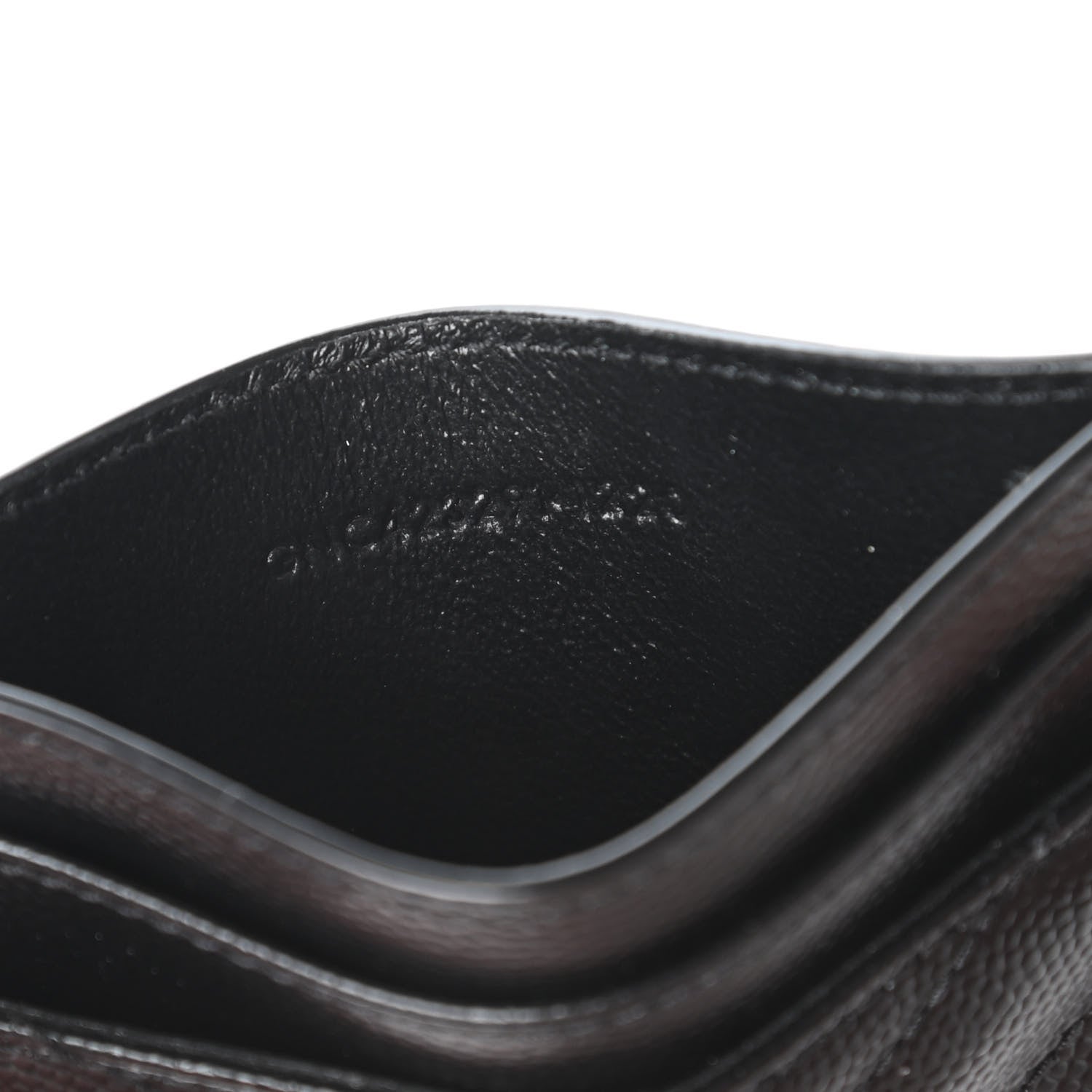 Saint Laurent Grain De Poudre Matelasse Chevron Monogram Credit Card Case Black 7 of 9