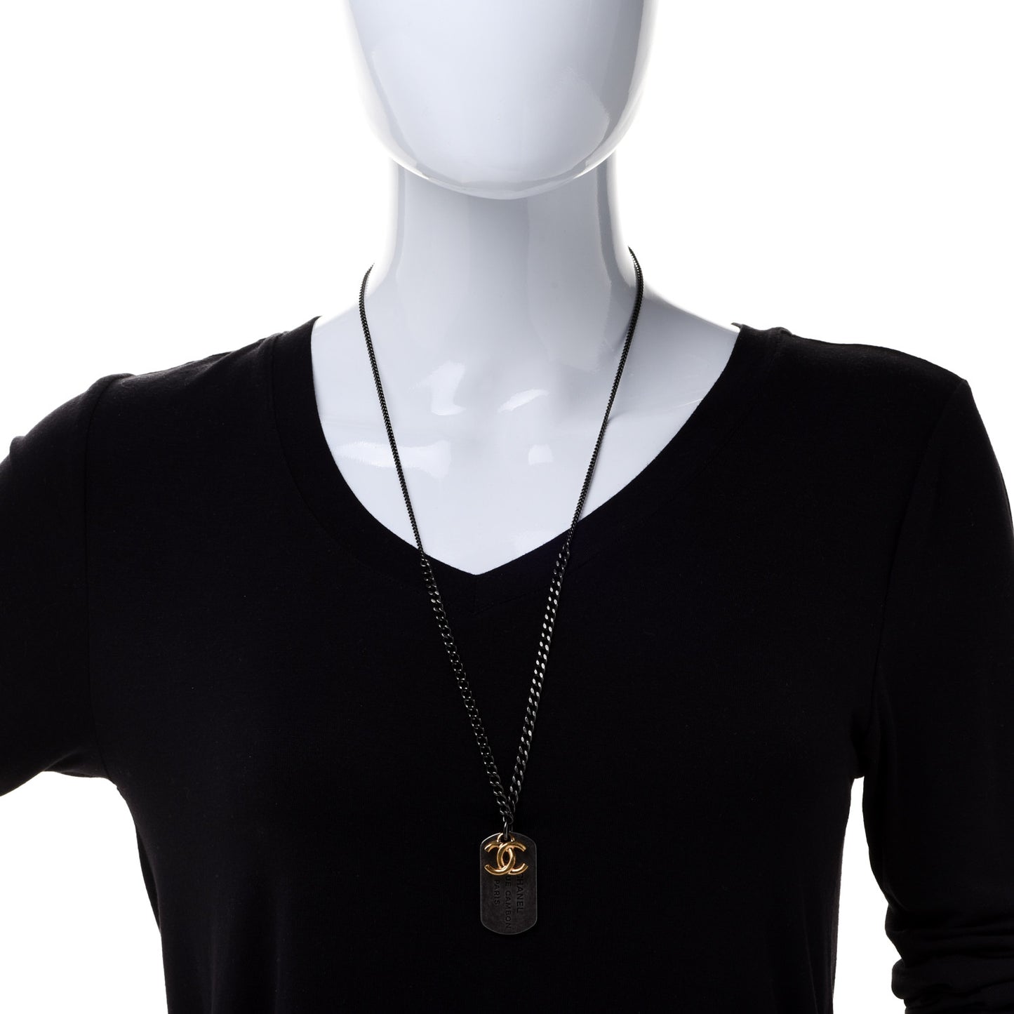 Ruthenium ID Dog Tag Charm Necklace Silver Gold