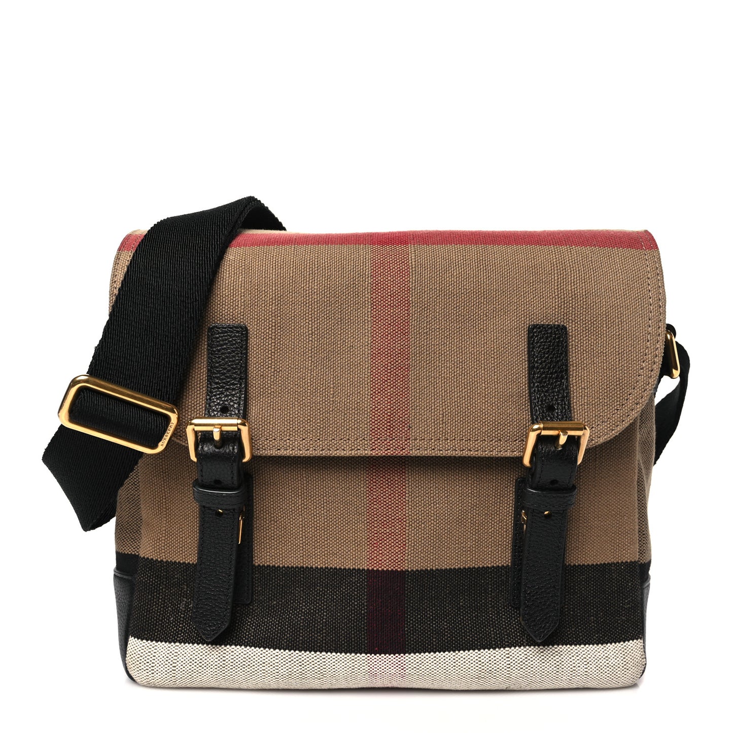 Canvas Mega Check Baildon Messenger Bag Black