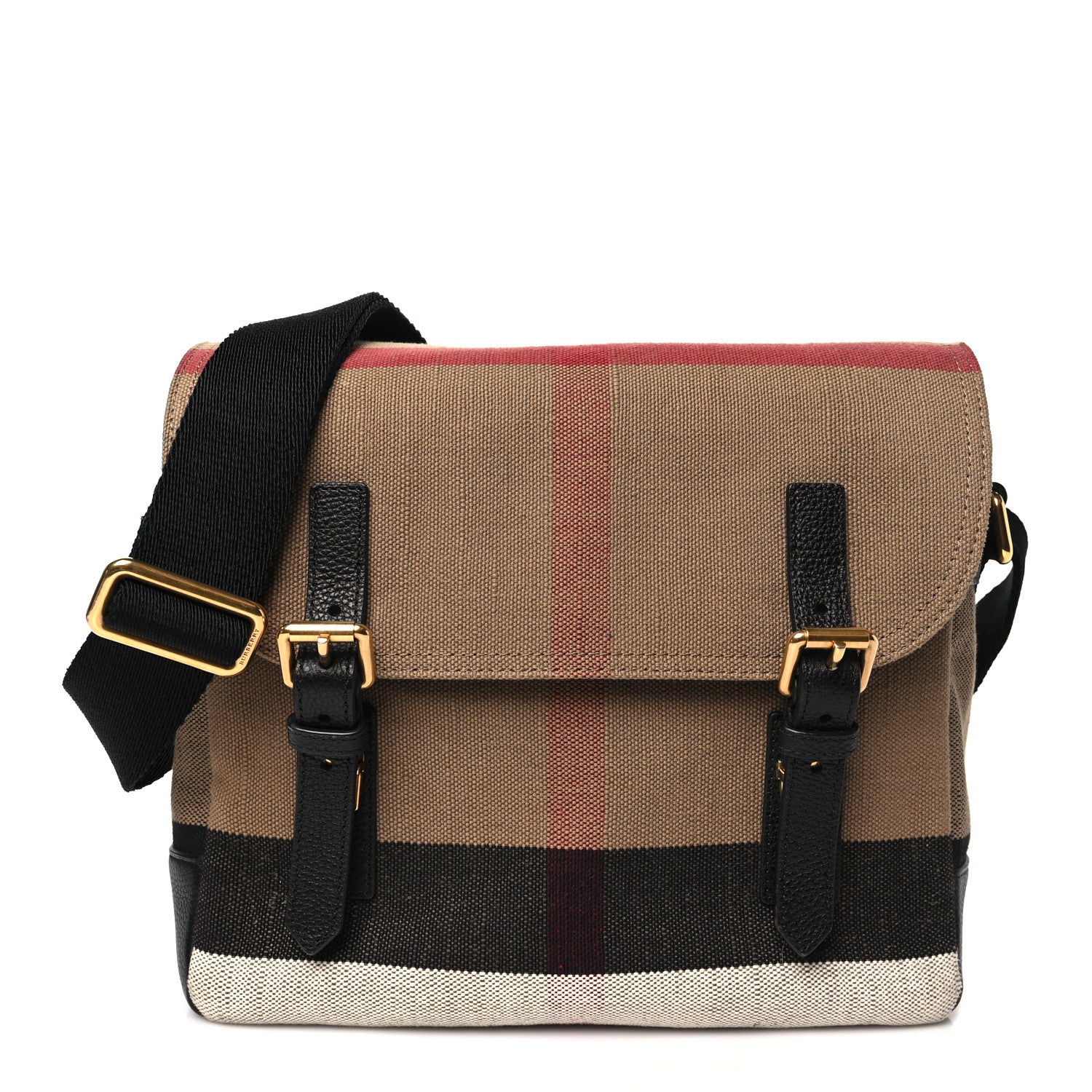 Burberry Canvas Mega Check Baildon Messenger Bag Black 1 of 10