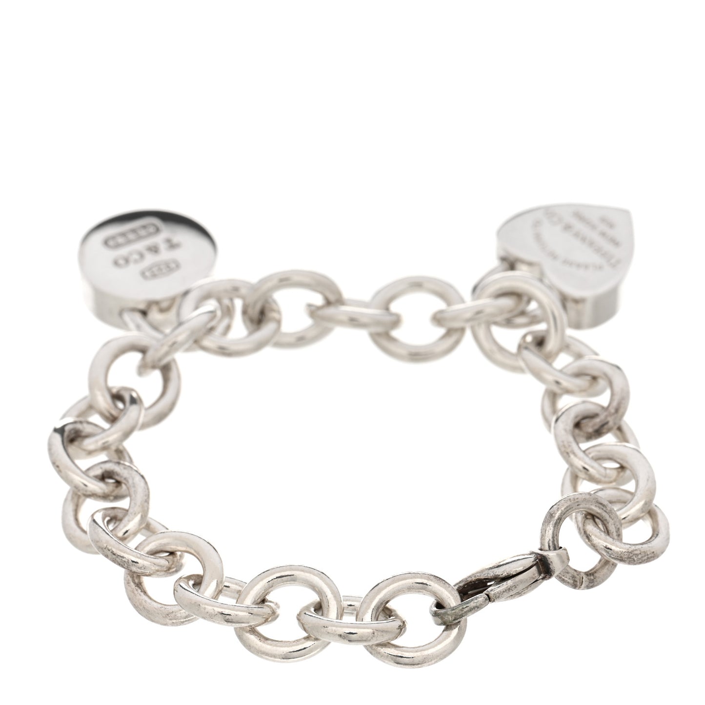 Sterling Silver Heart Lock 2 Charm Bracelet