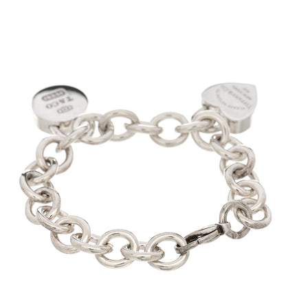 Tiffany Sterling Silver Heart Lock 2 Charm Bracelet 2 of 3