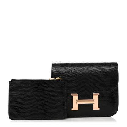 Hermes Lizard Constance Slim Wallet Black 1 of 8