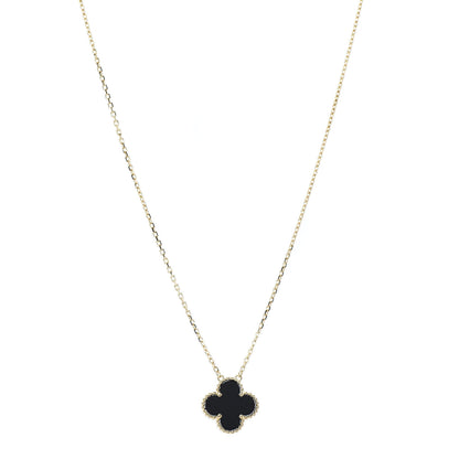 Van Cleef & Arpels 18K Yellow Gold Black Onyx Vintage Alhambra Pendant Necklace 1 of 7