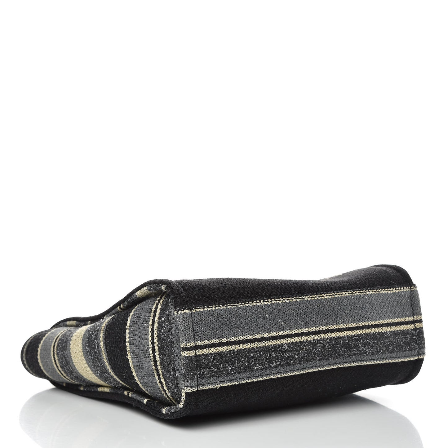 Striped Canvas Mini Deauville Tote Grey Black