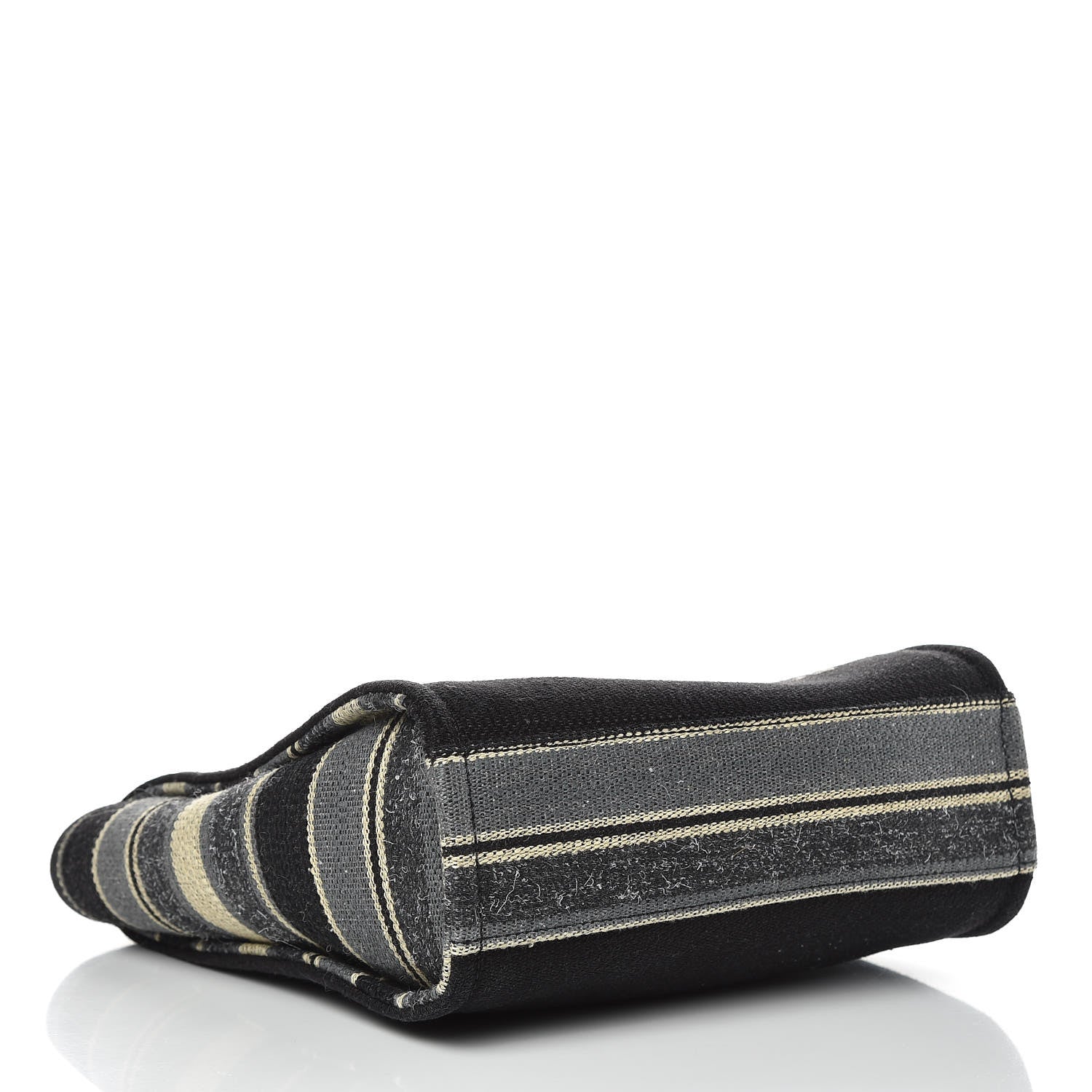 Chanel Striped Canvas Mini Deauville Tote Grey Black 4 of 10