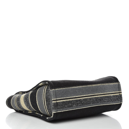 Chanel Striped Canvas Mini Deauville Tote Grey Black 4 of 10