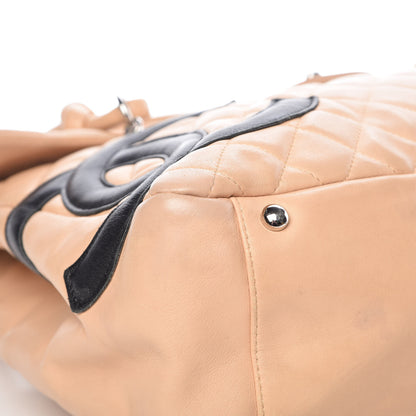 Chanel Calfskin Quilted Large Cambon Flap Beige Black 8 of 23
