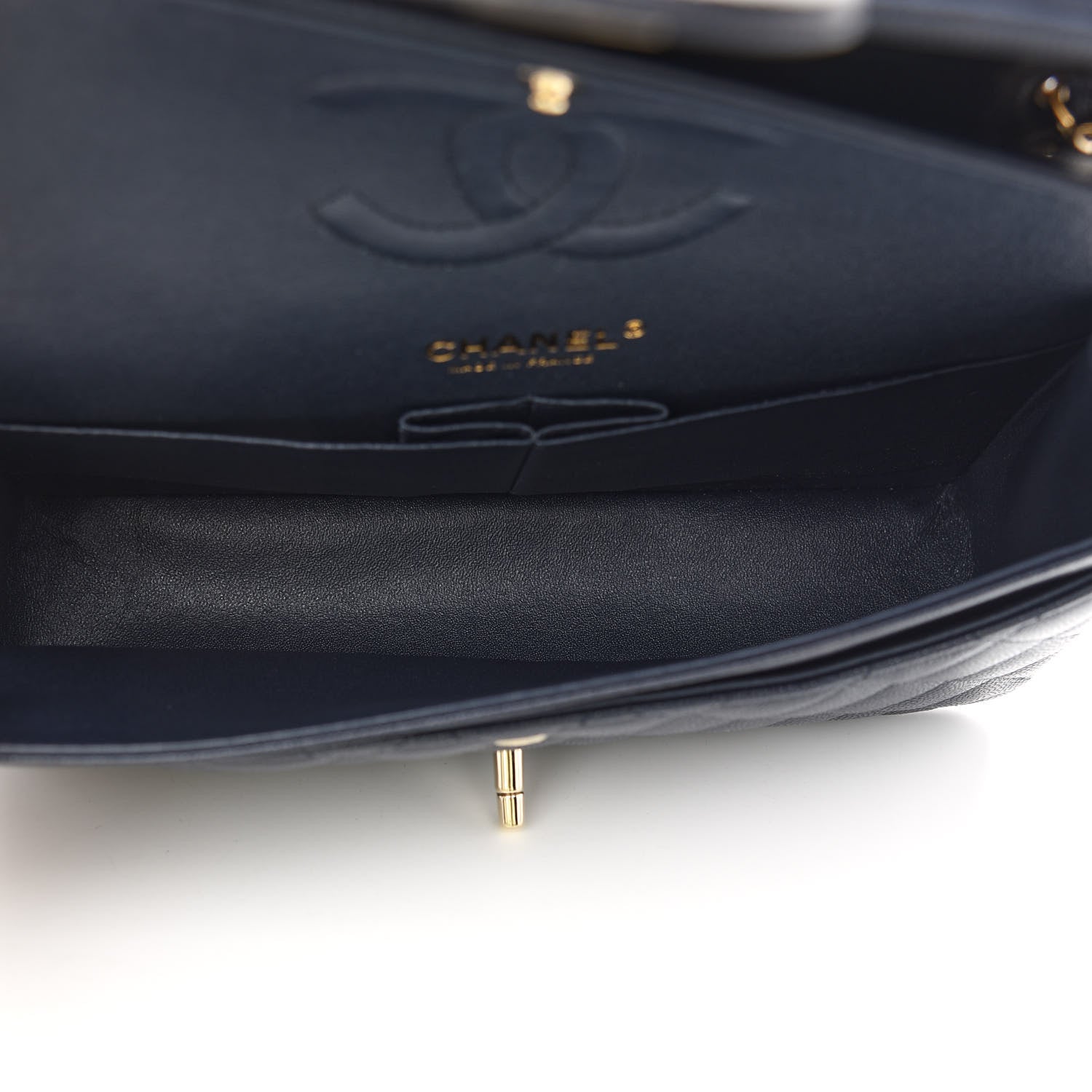 Chanel Caviar Quilted Medium Double Flap Navy 8 of 17