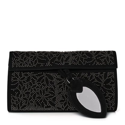 Alaia Suede Studded Foldover Clutch Black 1 of 10