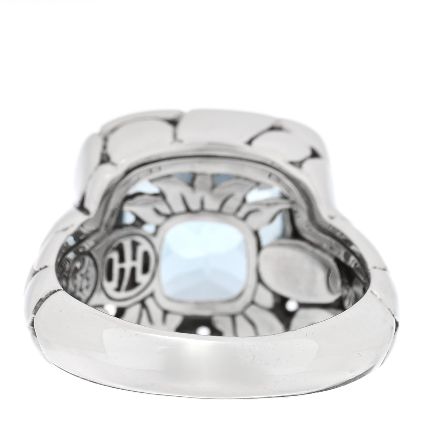 Sterling Silver Blue Topaz Batu Kali Square Ring 54 7