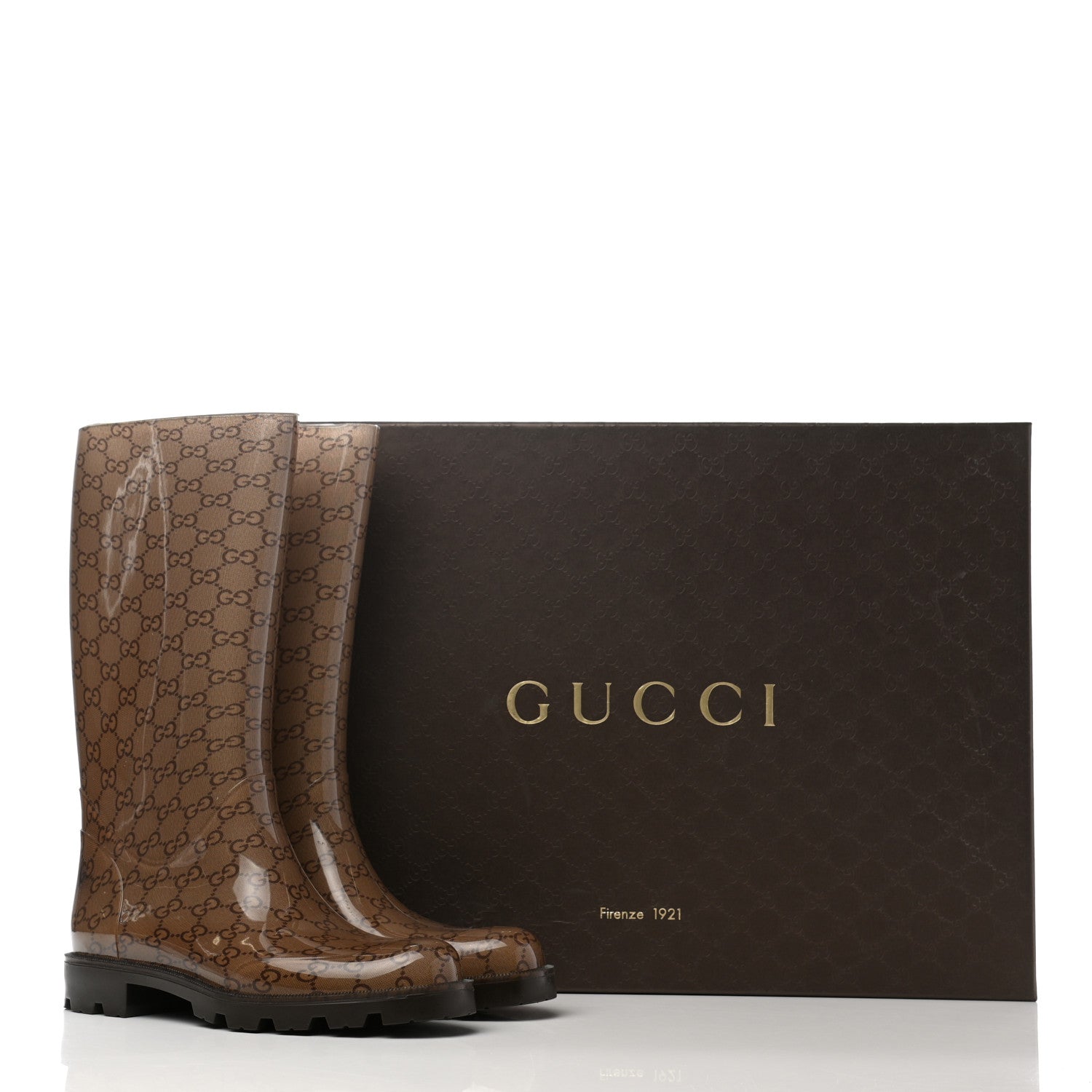 Gucci Rubber Monogram Edinburg Rain Boots 39 Transparent Cocoa 8 of 8