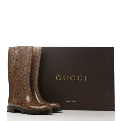 Gucci Rubber Monogram Edinburg Rain Boots 39 Transparent Cocoa 8 of 8