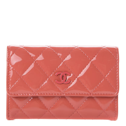 Chanel Patent Quilted Flap Card Holder Dark Pink 1 of 7