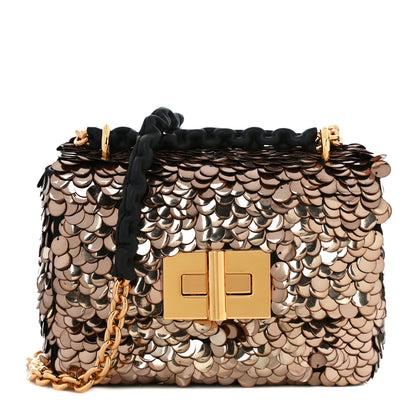 Tom Ford Paillette Embellished Large Natalia Chain Bag Vintage Gold Black 1 of 9