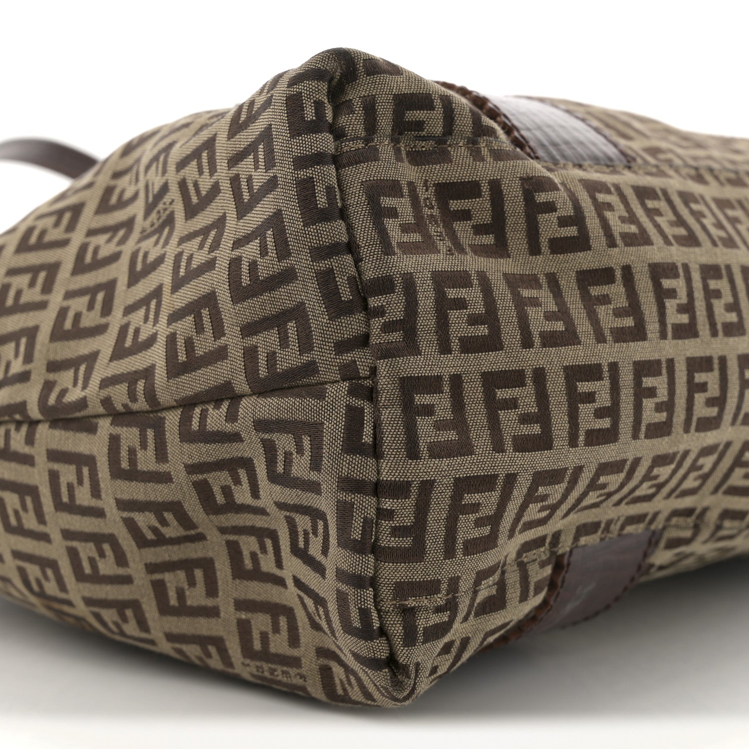 Fendi Zucchino Vitello Shopping Zip Tote Mogano Panna Bruciato 8 of 12