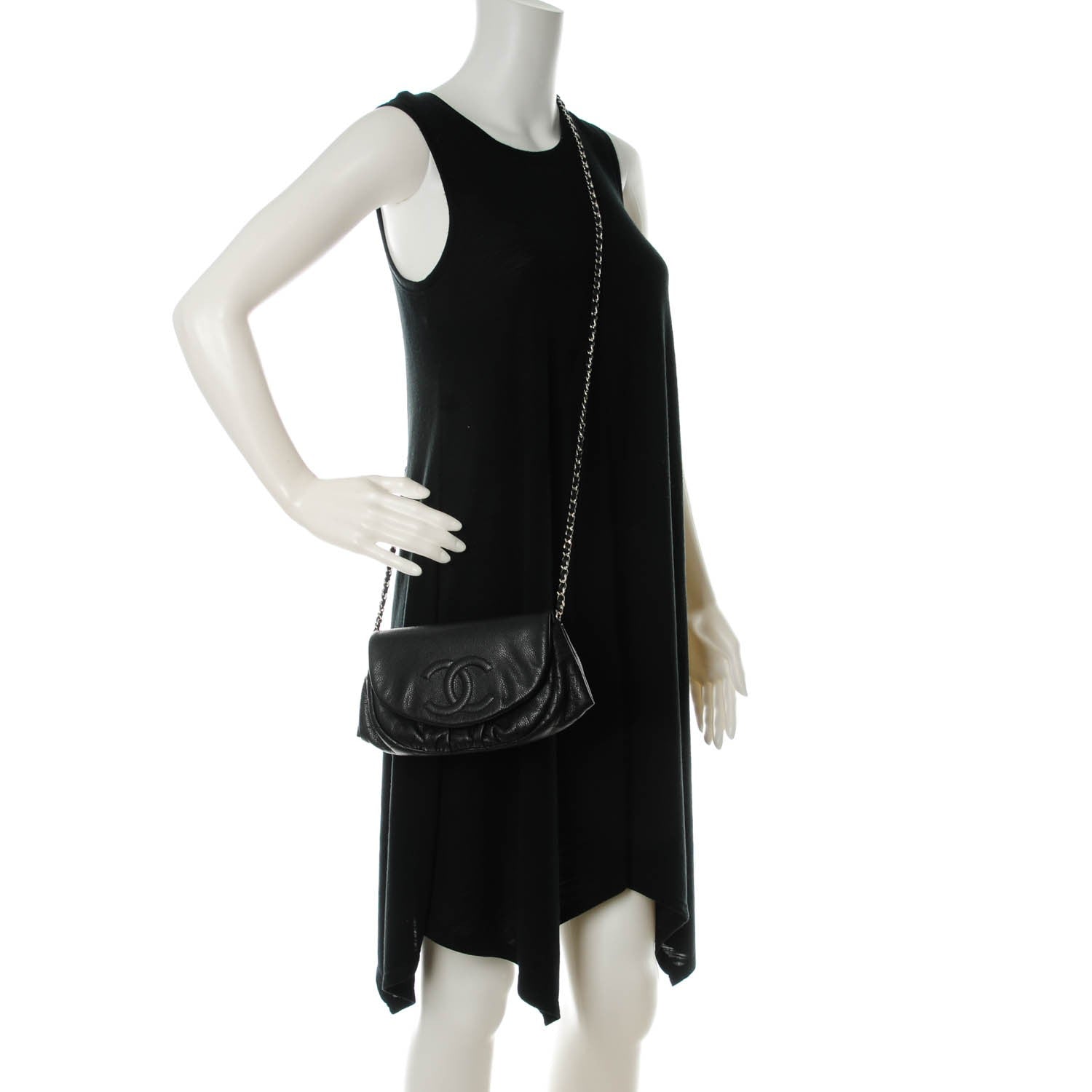 Chanel Caviar Half Moon Wallet On Chain WOC Black 2 of 8