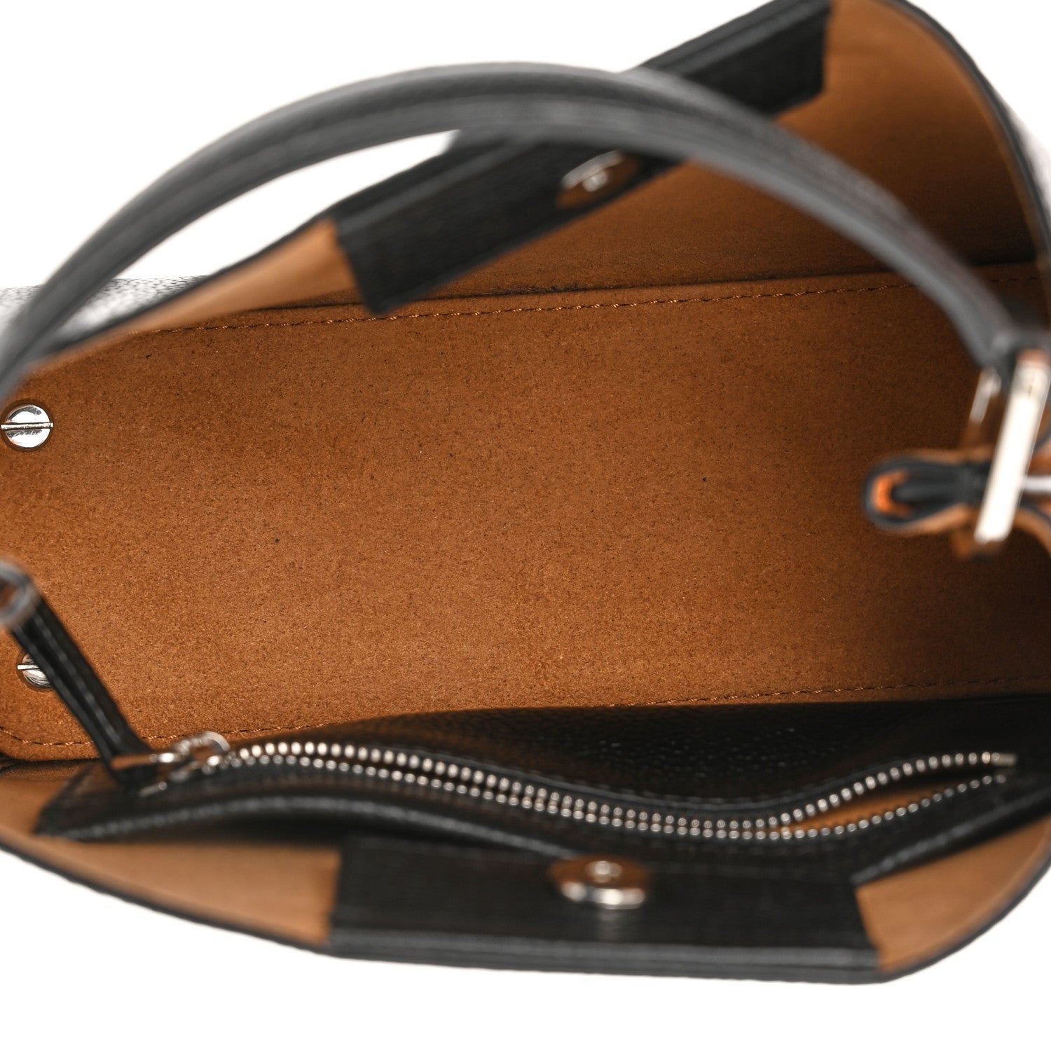MCM Grained Calfskin Visetos Top Handle Crossbody Cognac Black 5 of 10