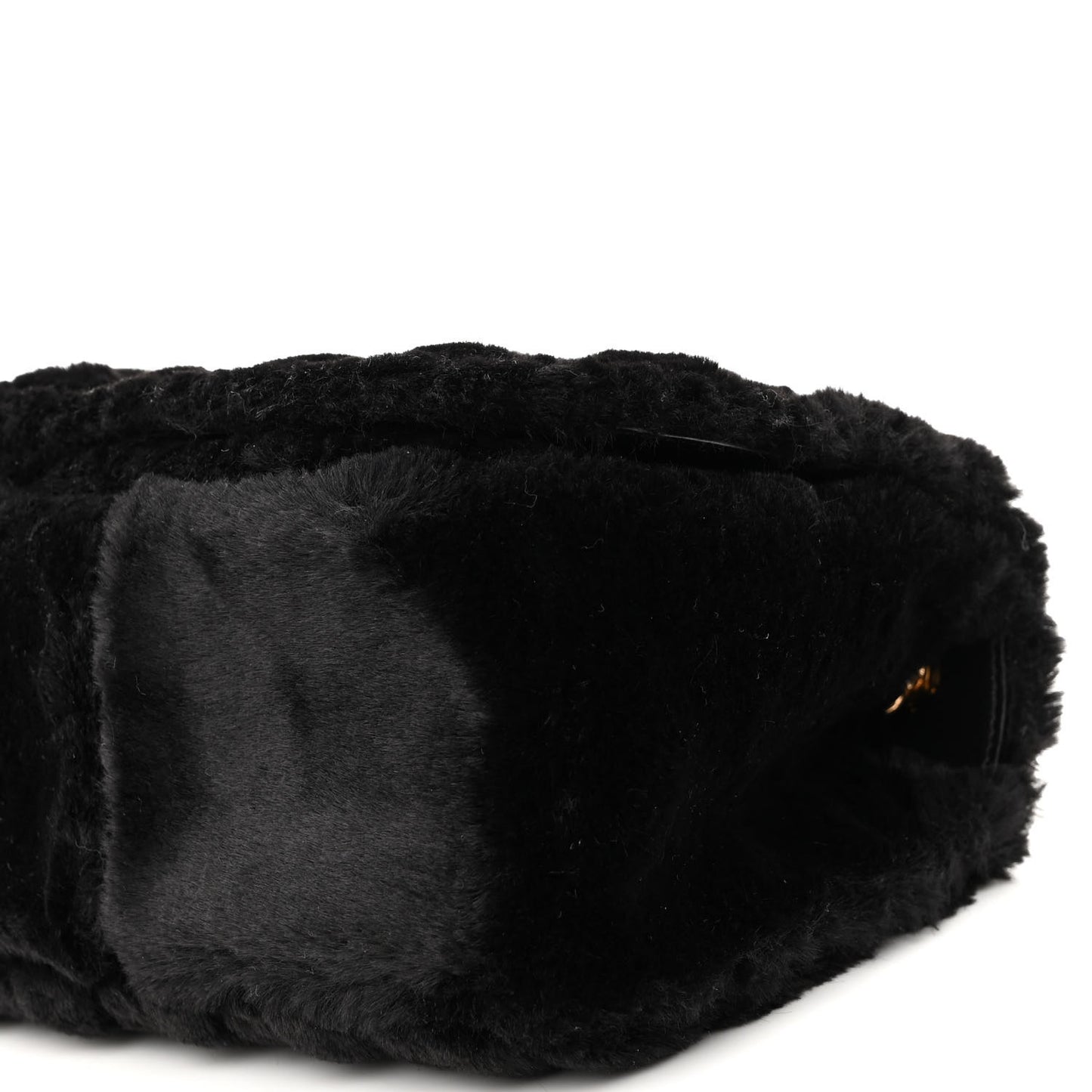 Faux Fur Quilted Virtus Shoulder Bag Black
