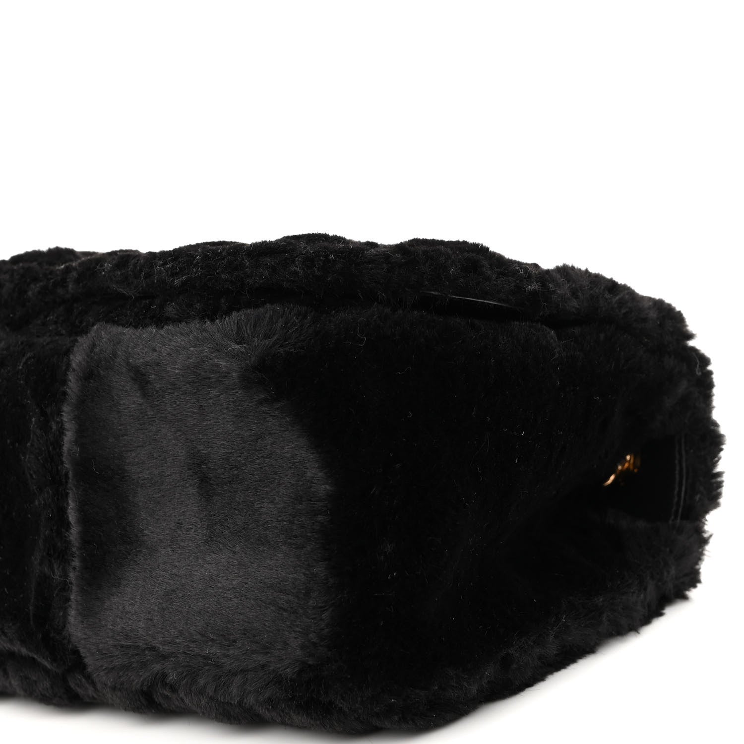 Versace Faux Fur Quilted Virtus Shoulder Bag Black 9 of 9