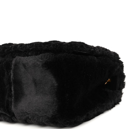 Versace Faux Fur Quilted Virtus Shoulder Bag Black 9 of 9
