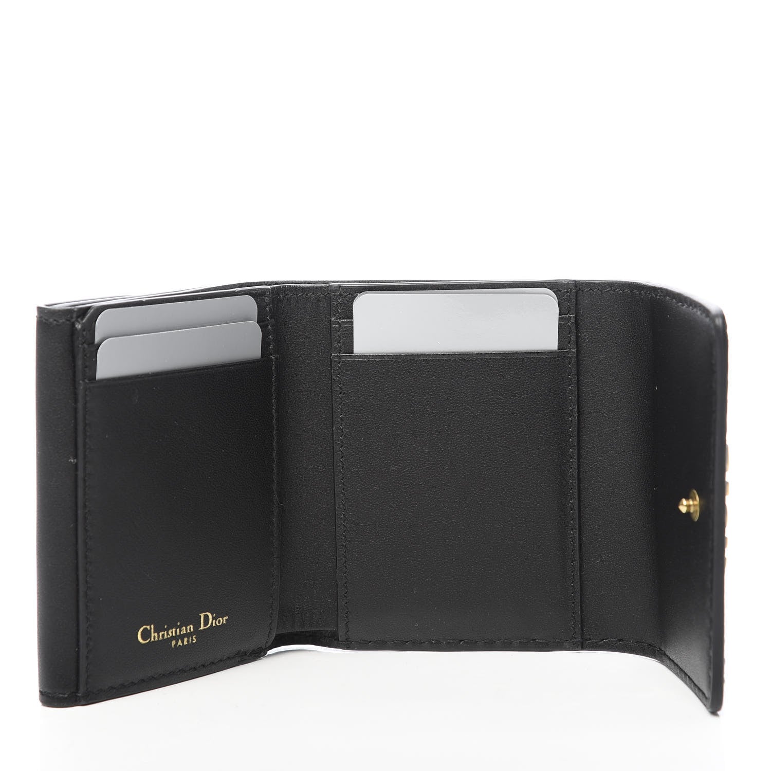 Christian Dior Textured Patent Calfskin Medium D-Fence Wallet Black 5 of 7