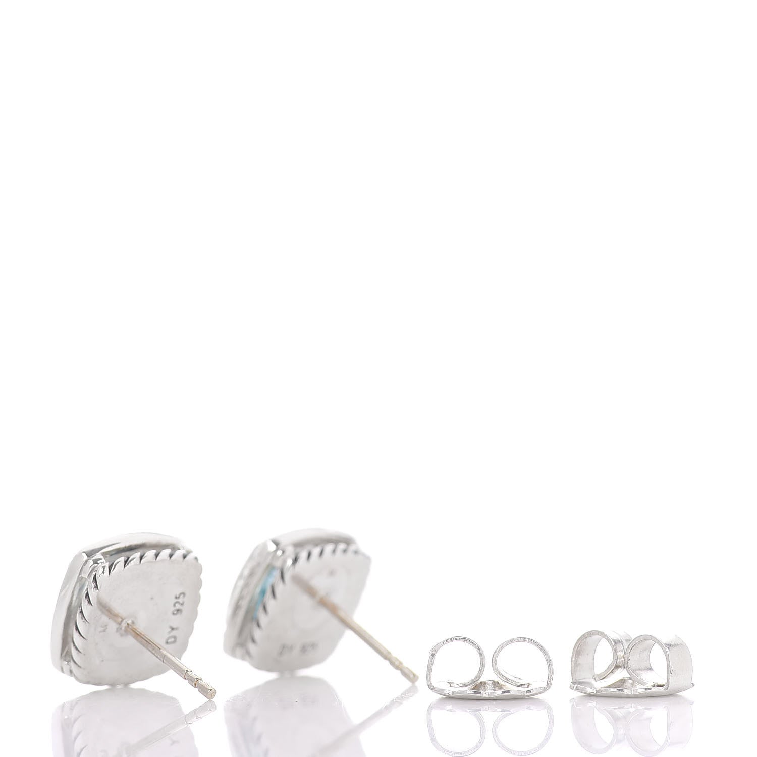 David Yurman Sterling Silver Diamond Blue Topaz 7mm Petite Albion Earrings 3 of 4
