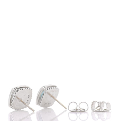 David Yurman Sterling Silver Diamond Blue Topaz 7mm Petite Albion Earrings 3 of 4