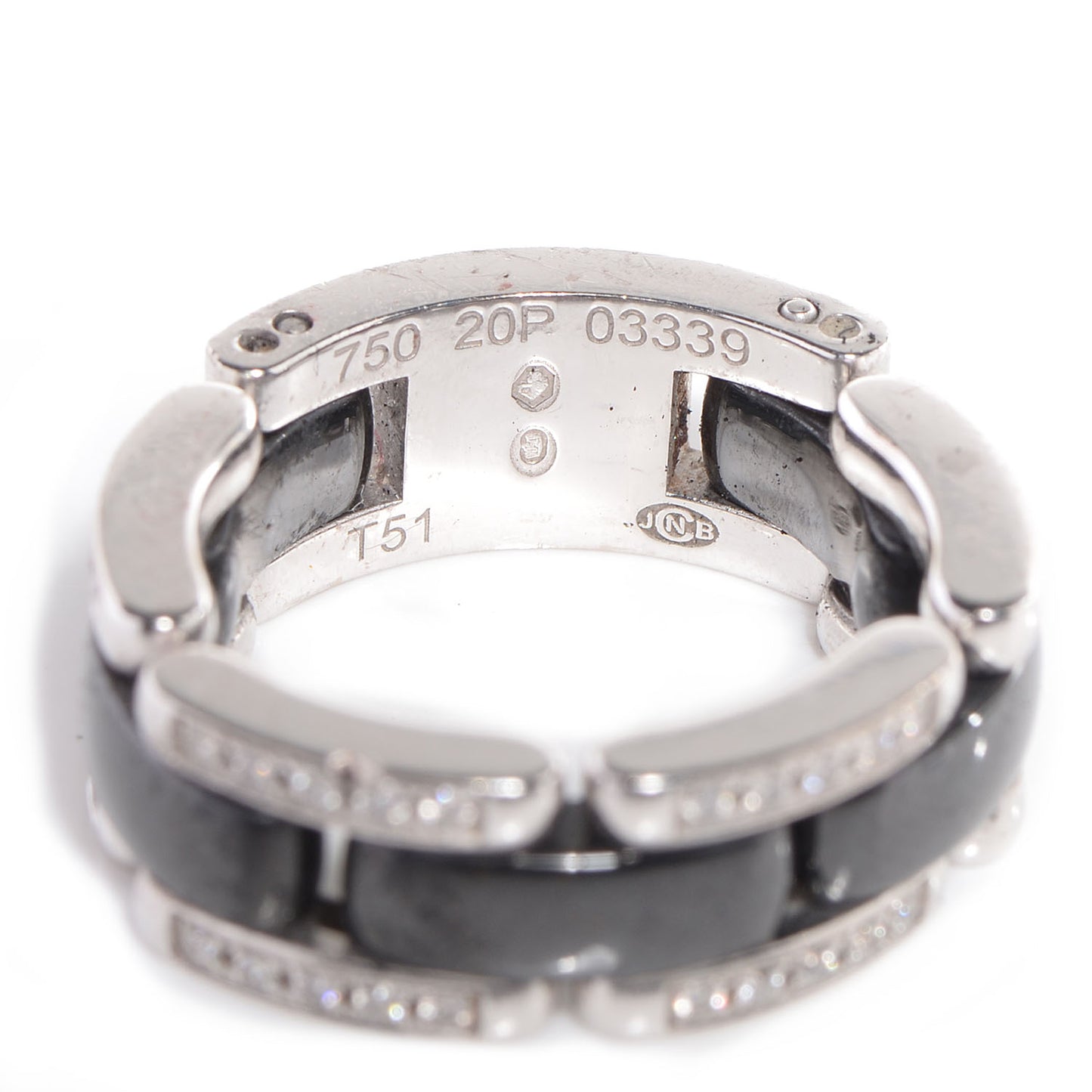 18k White Gold Diamond Ceramic Ultra Ring Black Medium 5.75